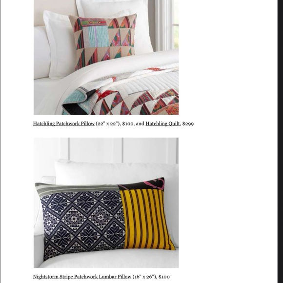 New Pottery Barn Pauline Boyd Nightstorm Stripe Patchwork Lumbar Pillow, 16X26” - Picture 3 of 15